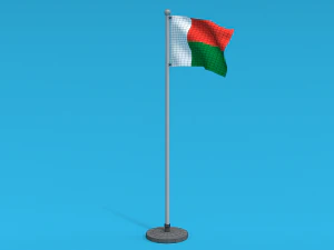 Low Poly Seamless Animated Madagascar Flag 3D Model