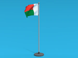 Low Poly Seamless Animated Madagascar Flag 3D Model