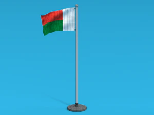 Low Poly Seamless Animated Madagascar Flag 3D Model