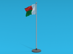 Low Poly Seamless Animated Madagascar Flag Model 3D