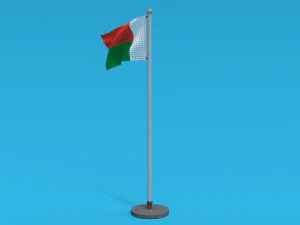 Low Poly Seamless Animated Madagascar Flag 3D Model