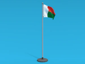 Low Poly Seamless Animated Madagascar Flag 3D Model