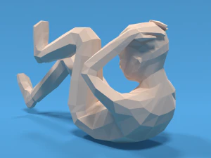 Low Poly Kid Bicycle Crunch 3D Model
