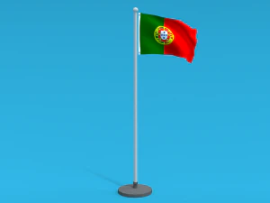 Bandeira de Portugal animada sem costura Low Poly Modelo 3D