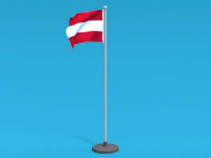 Low Poly Seamless Animated Austria Flag 3D Model