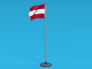 Low Poly Seamless Animated Austria Flag 3D Model