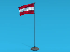 Low Poly Seamless Animated Austria Flag 3D Model