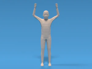 Low Poly Kid Hands Up 3D Model
