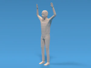 Low Poly Kid Hands Up 3D Model