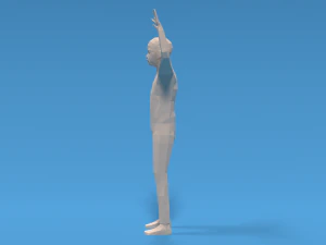Low Poly Kid Hands Up 3D Model