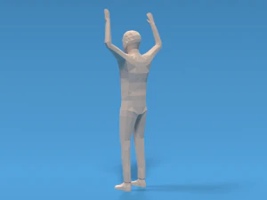 Low Poly Kid Hands Up 3D Model