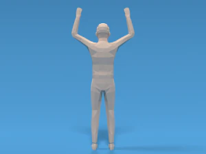 Low Poly Kid Hands Up 3D Model
