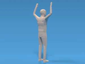 Low Poly Kid Hands Up 3D Model