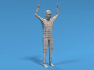 Low Poly Kid Hands Up 3D Model