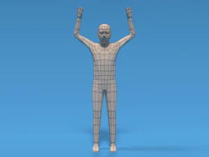 Low Poly Kid Hands Up 3D Model