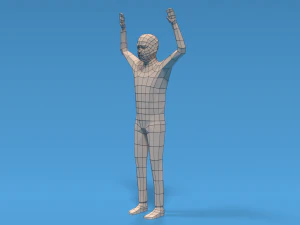 Low Poly Kid Hands Up 3D Model