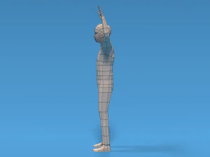 Low Poly Kid Hands Up 3D Model