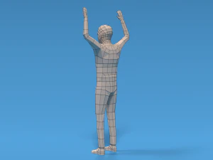 Low Poly Kid Hands Up 3D Model