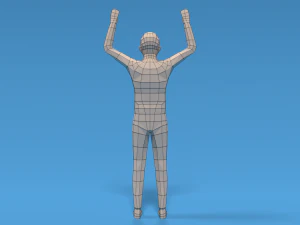 Low Poly Kid Hands Up 3D Model