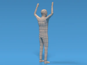 Low Poly Kid Hands Up 3D Model