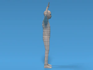 Low Poly Kid Hands Up 3D Model
