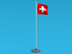 Laag Poly naadloze geanimeerde vlag van Zwitserland 3D Model