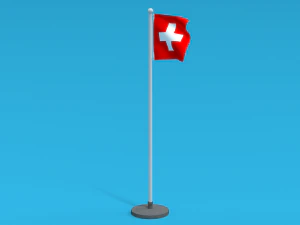 Low Poly Seamless Animated Switzerland Flag 3D Model