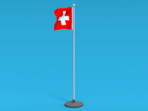 Low Poly Seamless Animated Switzerland Flag 3D Model