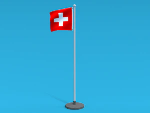 Low Poly Seamless Animated Switzerland Flag 3D Model