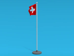 Low Poly Seamless Animated Switzerland Flag 3D Model