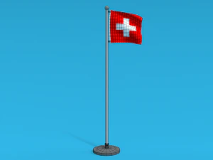 Low Poly Seamless Animated Switzerland Flag 3D Model