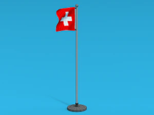 Low Poly Seamless Animated Switzerland Flag 3D Model