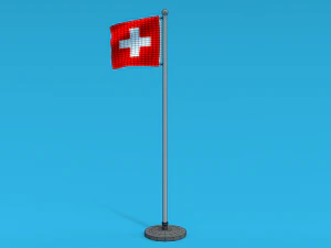 Low Poly Seamless Animated Switzerland Flag 3D Model