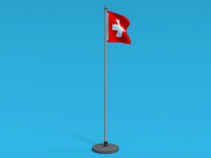 Low Poly Seamless Animated Switzerland Flag 3D Model