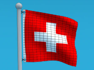 Low Poly Seamless Animated Switzerland Flag 3D Model