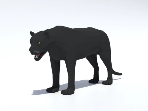 Pantera nera a basso poli Modello 3D