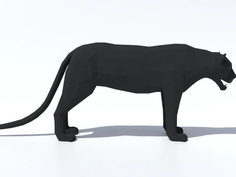 Low Poly Black Panther 3D Model