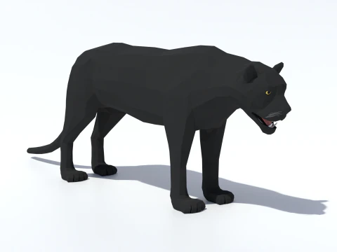 Low Poly Black Panther 3D Model