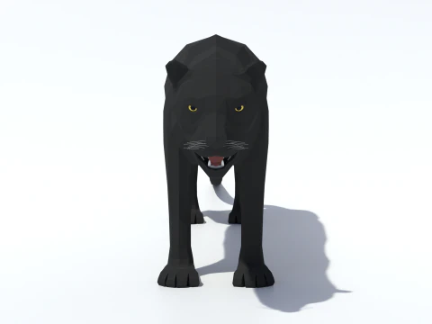 Low Poly Black Panther 3D Model