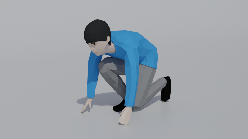 Posizione iniziale del bambino in poli basso Modello 3D .c4d .max .obj .3ds .fbx .stl .blend