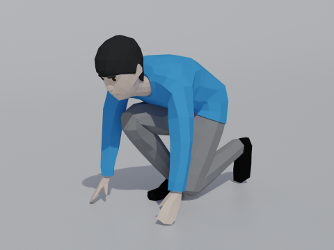 낮은 폴리 키드 시작 위치 3D 모델