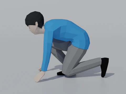 Low Poly Kid Starting Position 3D Model