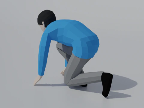 Low Poly Kid Starting Position 3D Model
