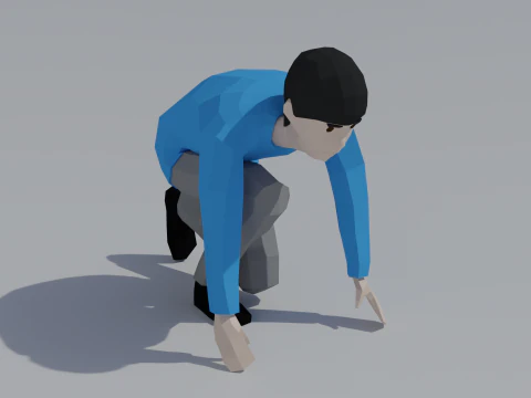 Low Poly Kid Starting Position 3D Model