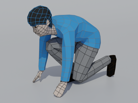 Posizione iniziale del bambino in poli basso Modello 3D