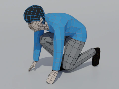 Low Poly Kid Starting Position 3D Model