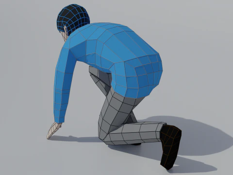 Low Poly Kid Starting Position 3D Model