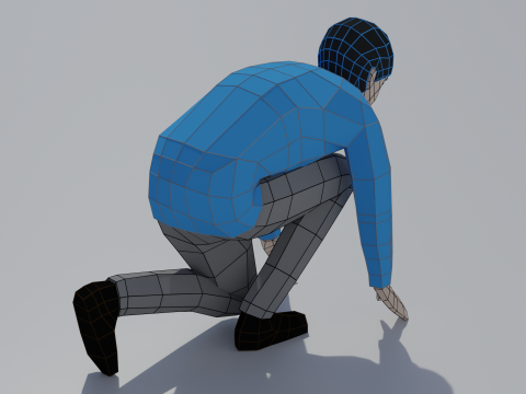Posizione iniziale del bambino in poli basso Modello 3D