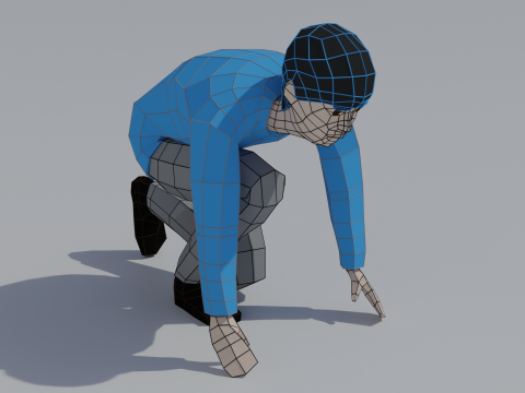 Posizione iniziale del bambino in poli basso Modello 3D