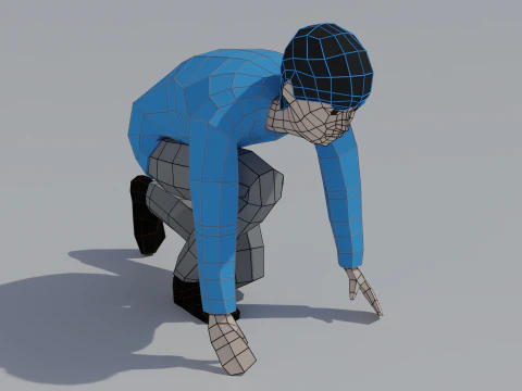 Low Poly Kid Starting Position 3D Model
